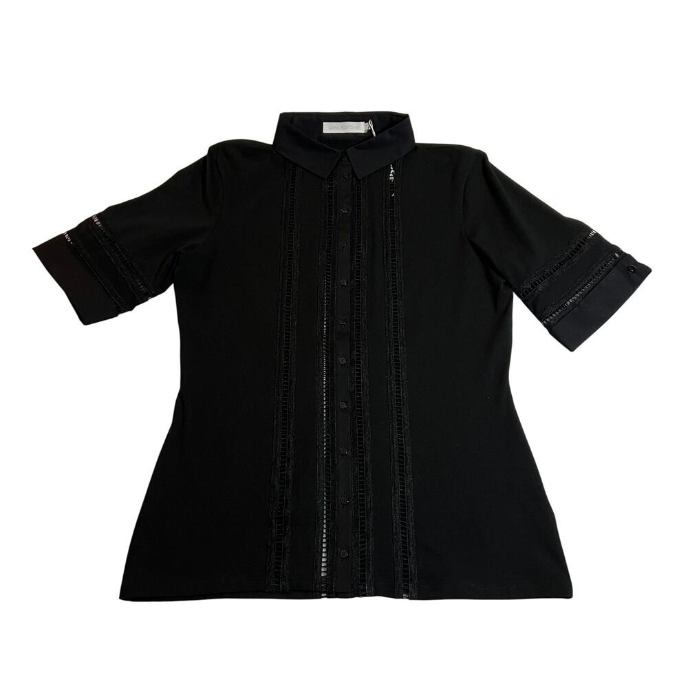 Anne Fontaine Marika Short Sleeve Button Up Shirt Size 40 (6-8) NEW Minimalist